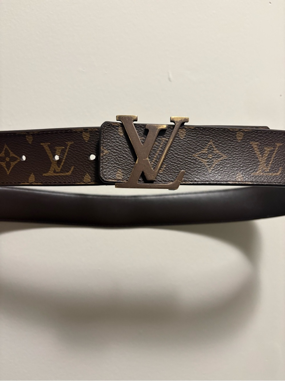 Louis Vuitton Brown Monogram Canvas Belt with LV Brass-Tone Buckle